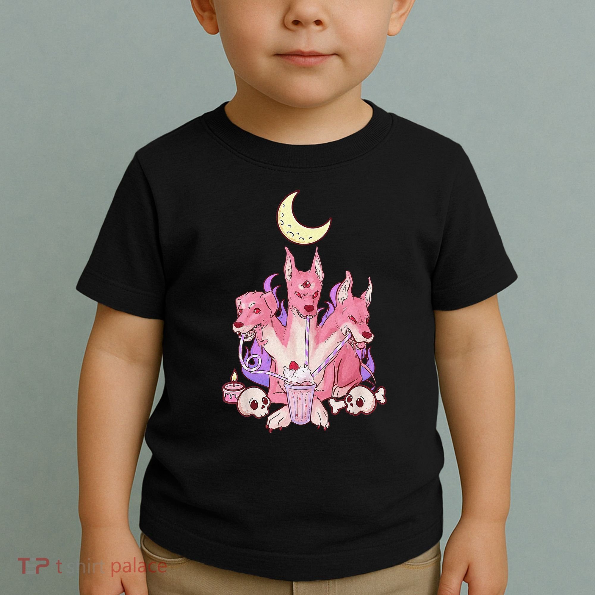 Kawaii Pastel Goth Strawberry Cerberus Creepy 3 Headed Dog  Toddler T-Shirt