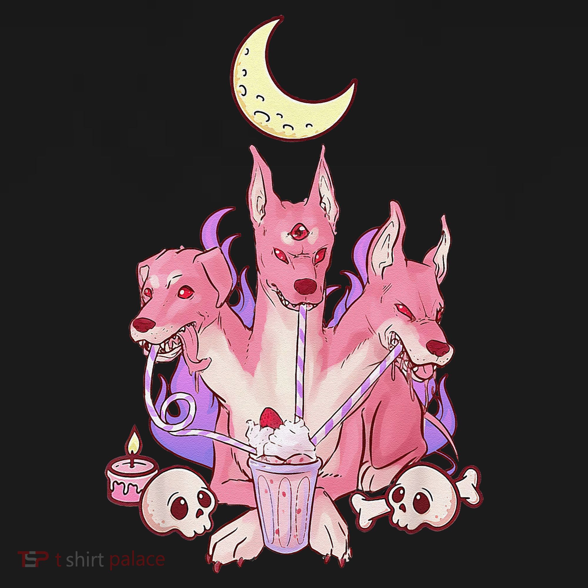 Kawaii Pastel Goth Strawberry Cerberus Creepy 3 Headed Dog  Visor