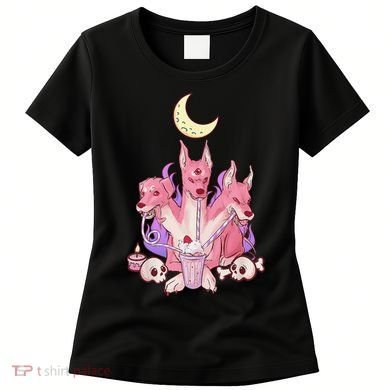 Kawaii Pastel Goth Strawberry Cerberus Creepy 3 Headed Dog  Women's T-Shirt