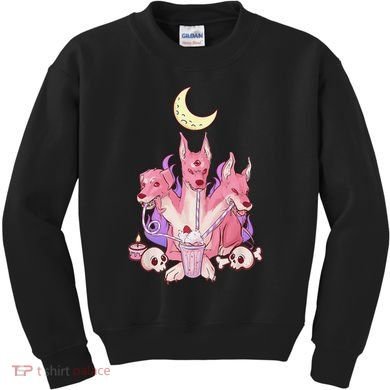 Kawaii Pastel Goth Strawberry Cerberus Creepy 3 Headed Dog  Kids Sweatshirt