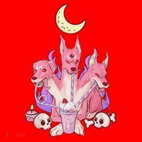 Kawaii Pastel Goth Strawberry Cerberus Creepy 3 Headed Dog  Santa Hat thumb 1