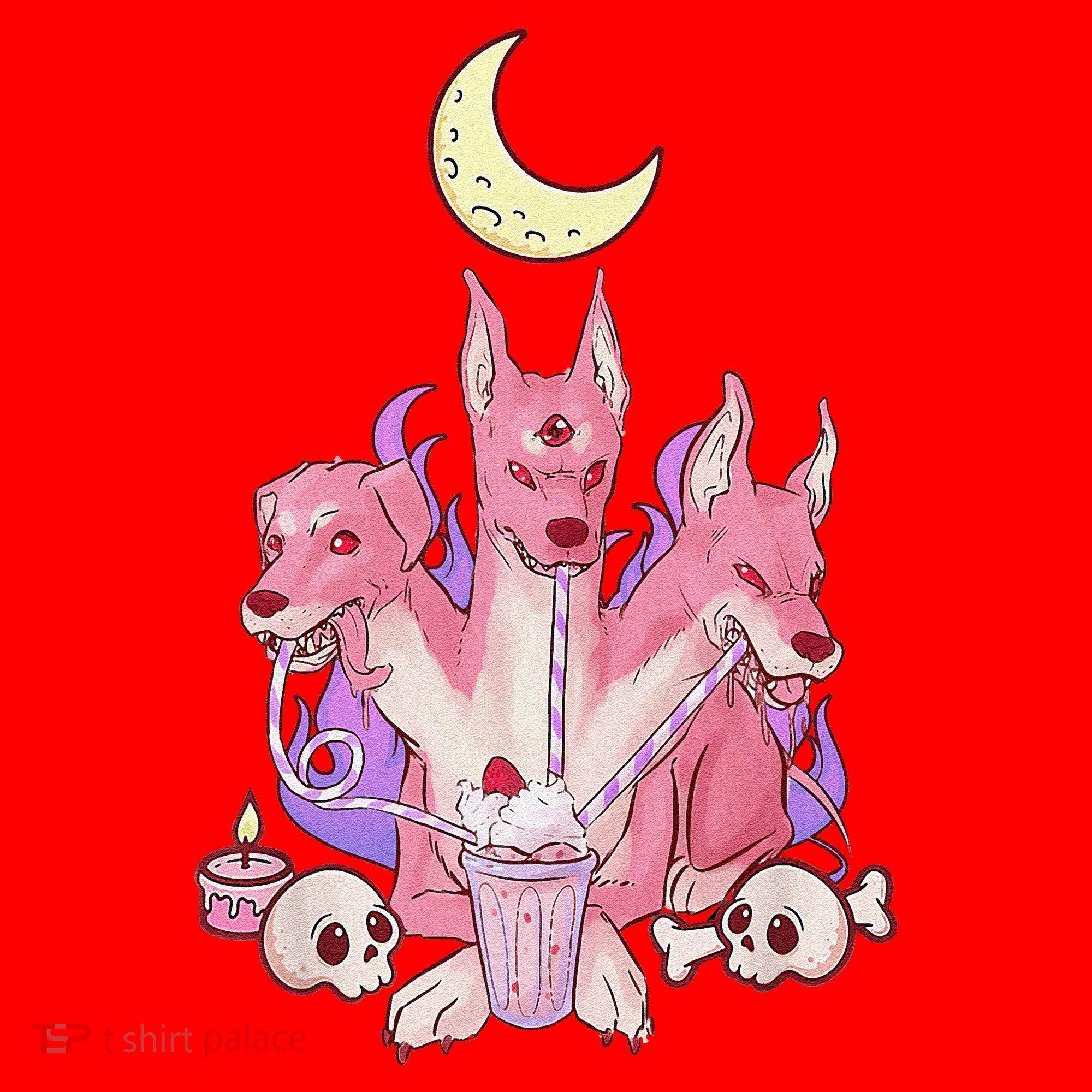 Kawaii Pastel Goth Strawberry Cerberus Creepy 3 Headed Dog  Santa Hat