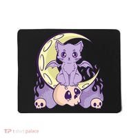 Kawaii Pastel Goth Cute Creepy Witchy Cat And Skull Anime Nu Mousepad thumb 0