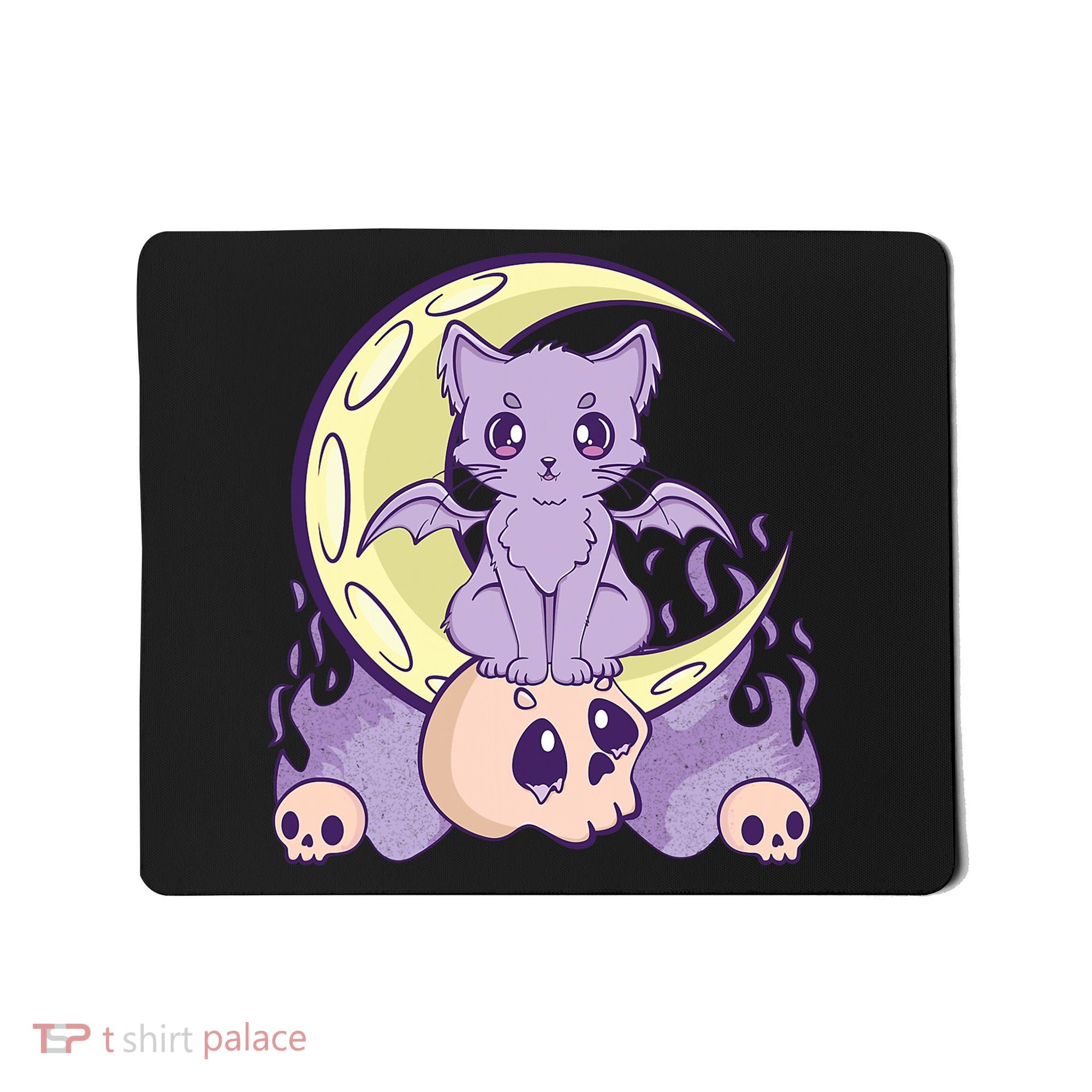 Kawaii Pastel Goth Cute Creepy Witchy Cat And Skull Anime Nu Mousepad