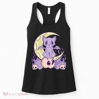 Kawaii Pastel Goth Cute Creepy Witchy Cat And Skull Anime Nu Women's Tank Top thumb 0