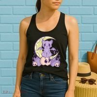 Kawaii Pastel Goth Cute Creepy Witchy Cat And Skull Anime Nu Women's Tank Top thumb 2