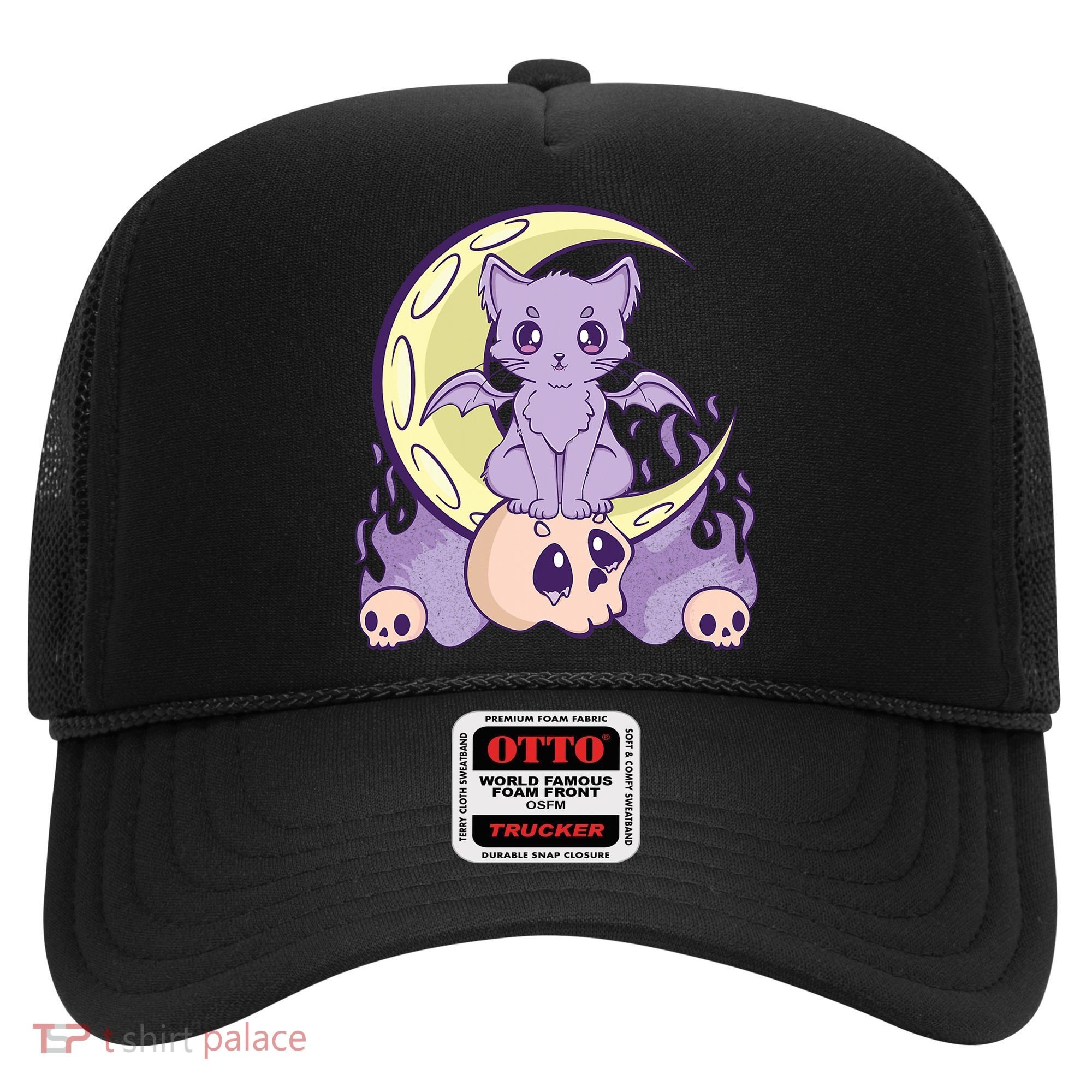 Kawaii Pastel Goth Cute Creepy Witchy Cat And Skull Anime Nu Hat