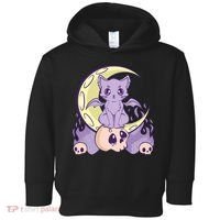 Kawaii Pastel Goth Cute Creepy Witchy Cat And Skull Anime Nu Toddler Hoodie thumb 0