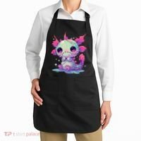 Kawaii Pastel Goth Creepy Cute Zombie Axolotl Apron thumb 2