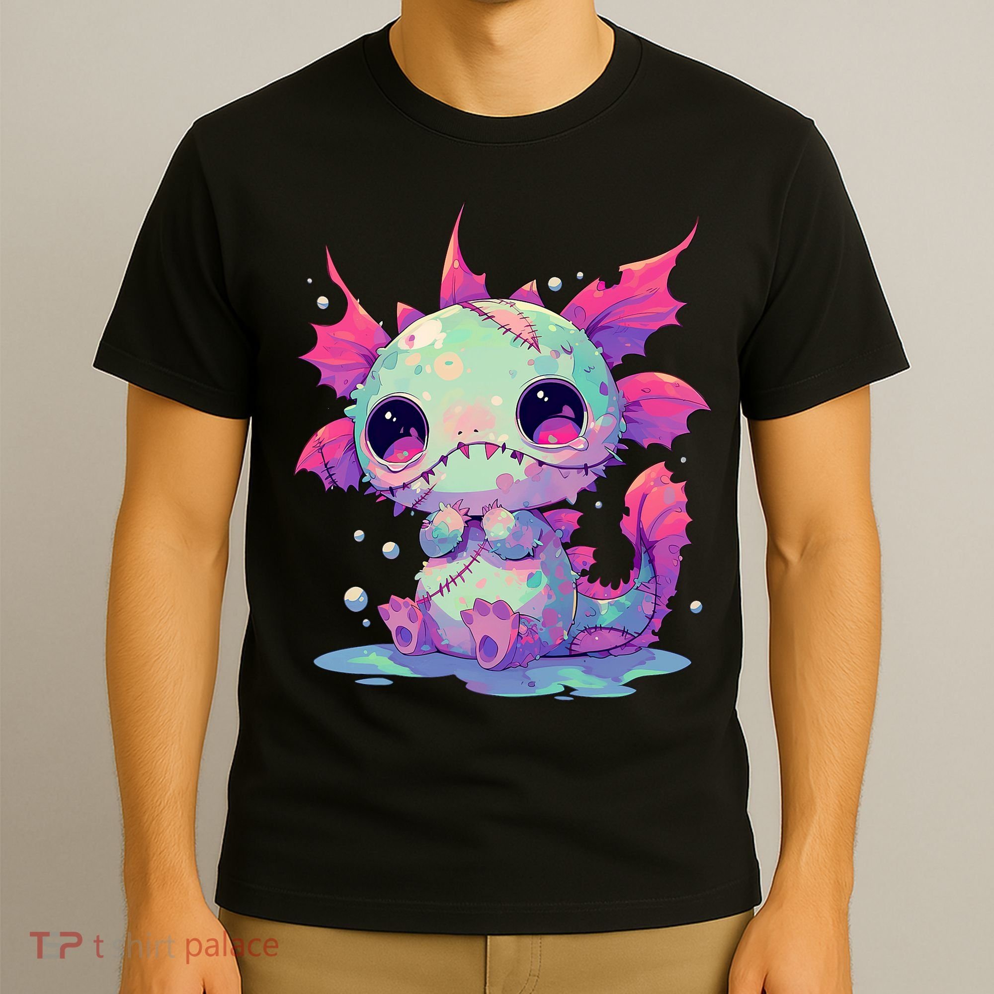 Kawaii Pastel Goth Creepy Cute Zombie Axolotl T-Shirt