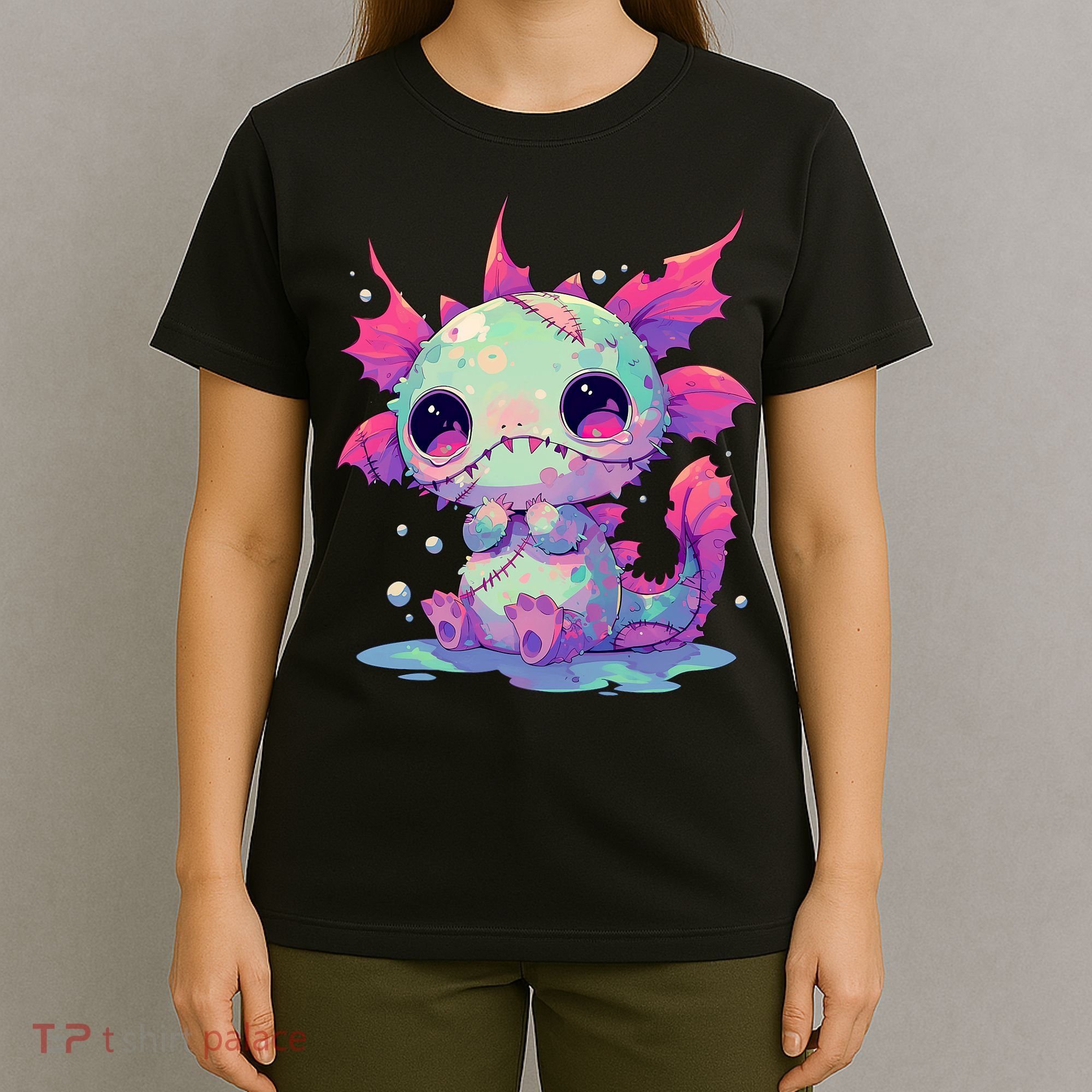 Kawaii Pastel Goth Creepy Cute Zombie Axolotl T-Shirt