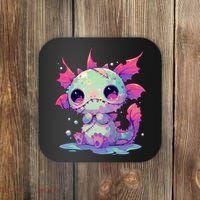 Kawaii Pastel Goth Creepy Cute Zombie Axolotl Coaster thumb 0