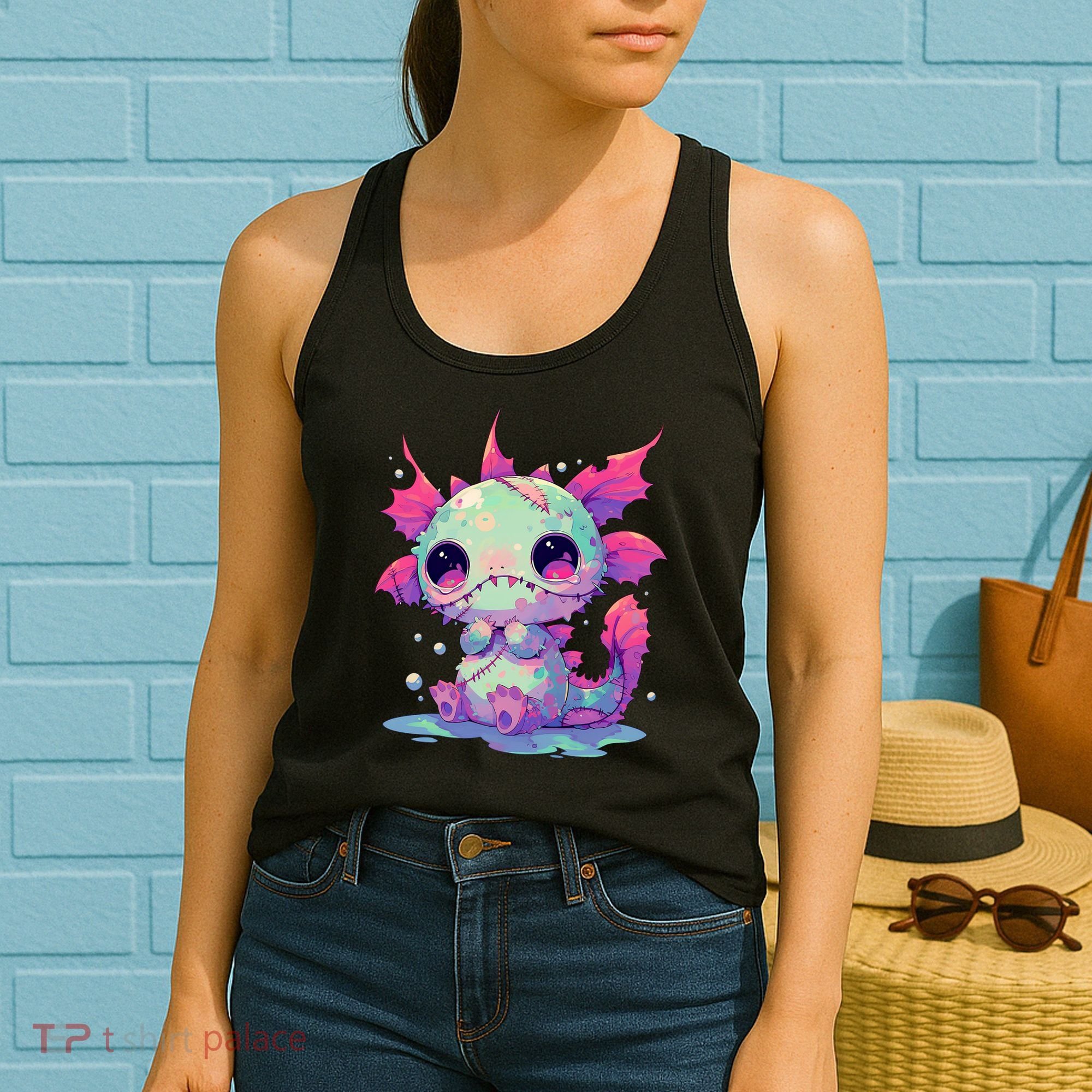 Kawaii Pastel Goth Creepy Cute Zombie Axolotl Women's Tank Top