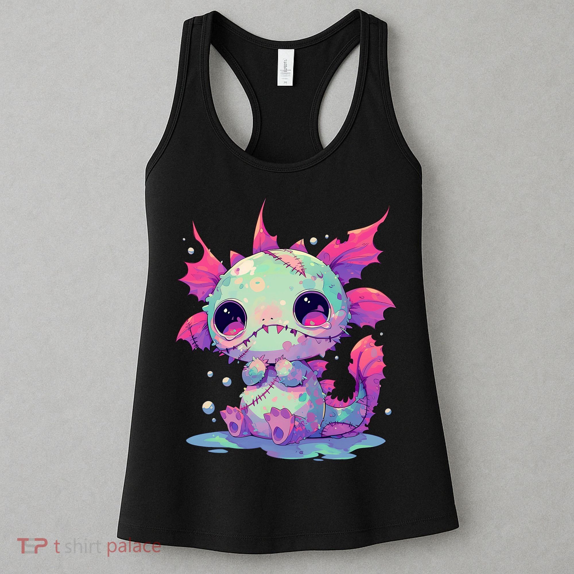 Kawaii Pastel Goth Creepy Cute Zombie Axolotl Women's Tank Top