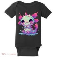 Kawaii Pastel Goth Creepy Cute Zombie Axolotl Baby Bodysuit thumb 0