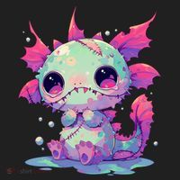 Kawaii Pastel Goth Creepy Cute Zombie Axolotl Golf Towel thumb 3