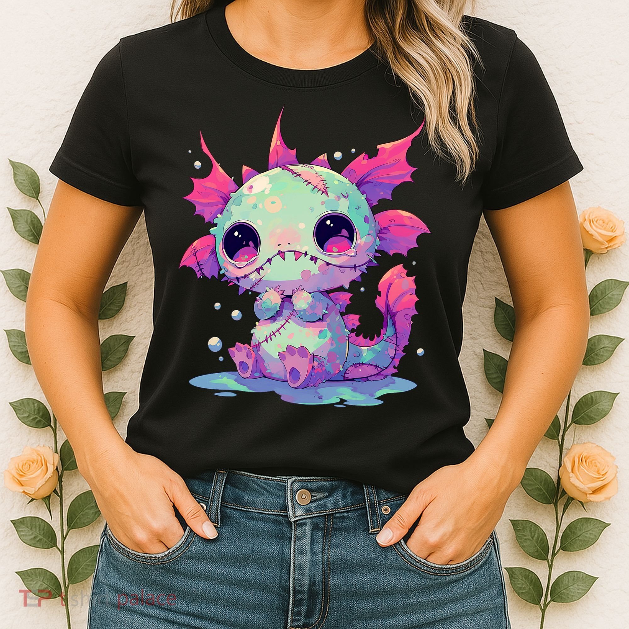 Kawaii Pastel Goth Creepy Cute Zombie Axolotl Women's T-Shirt