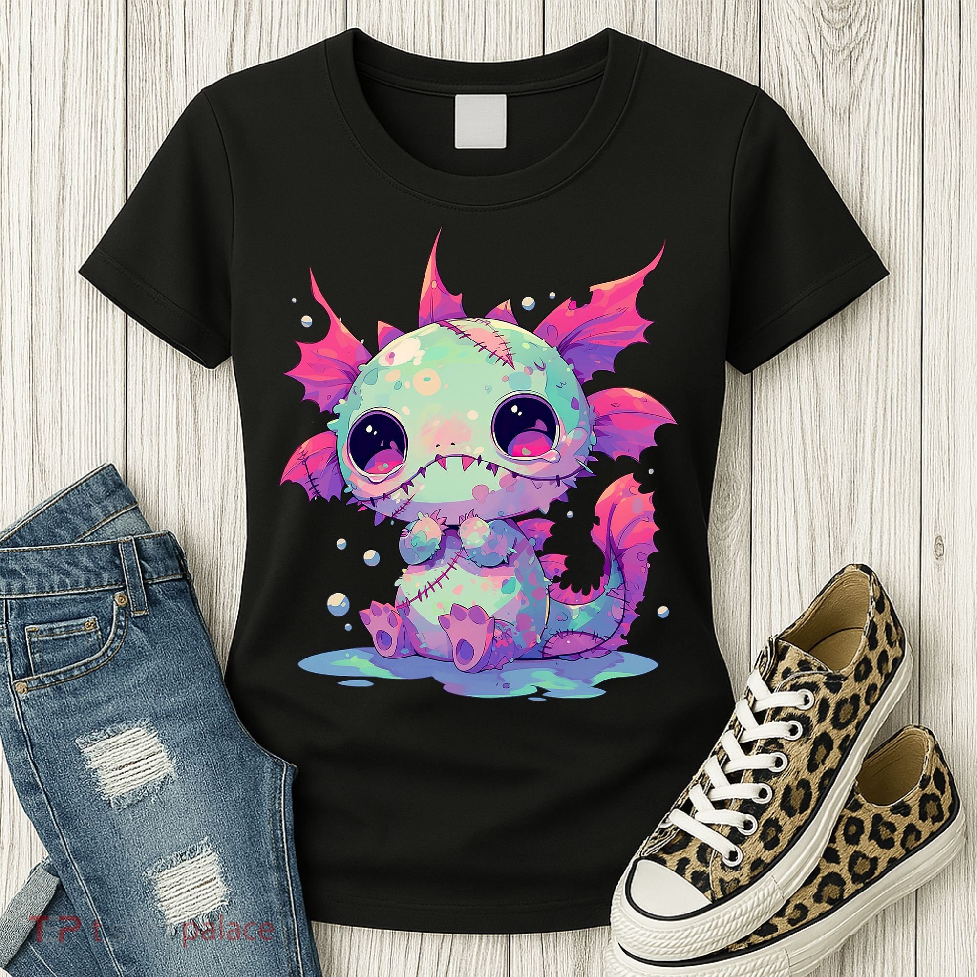 Kawaii Pastel Goth Creepy Cute Zombie Axolotl Women's T-Shirt