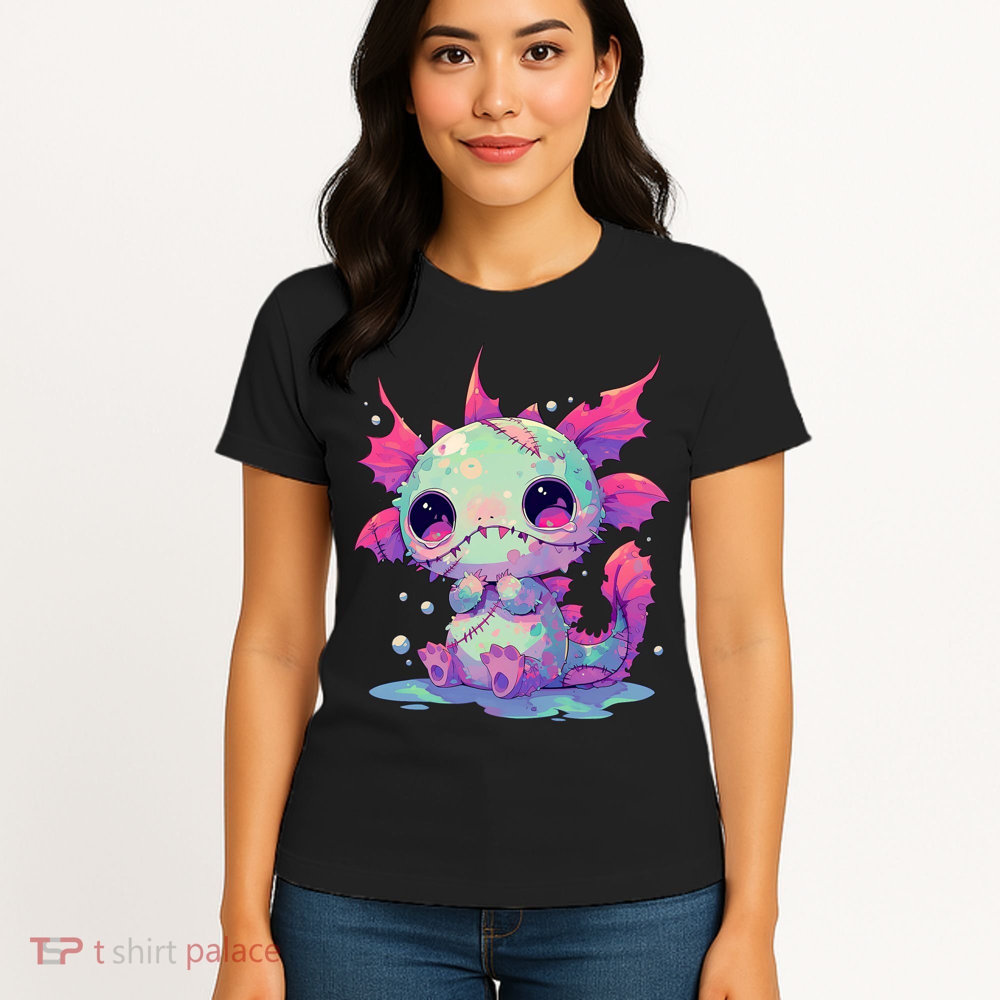 Kawaii Pastel Goth Creepy Cute Zombie Axolotl Women's T-Shirt