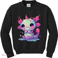 Kawaii Pastel Goth Creepy Cute Zombie Axolotl Kids Sweatshirt thumb 0