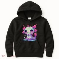 Kawaii Pastel Goth Creepy Cute Zombie Axolotl Kids Hoodie thumb 0