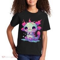 Kawaii Pastel Goth Creepy Cute Zombie Axolotl Kids T-Shirt thumb 2