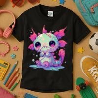 Kawaii Pastel Goth Creepy Cute Zombie Axolotl Kids T-Shirt thumb 3