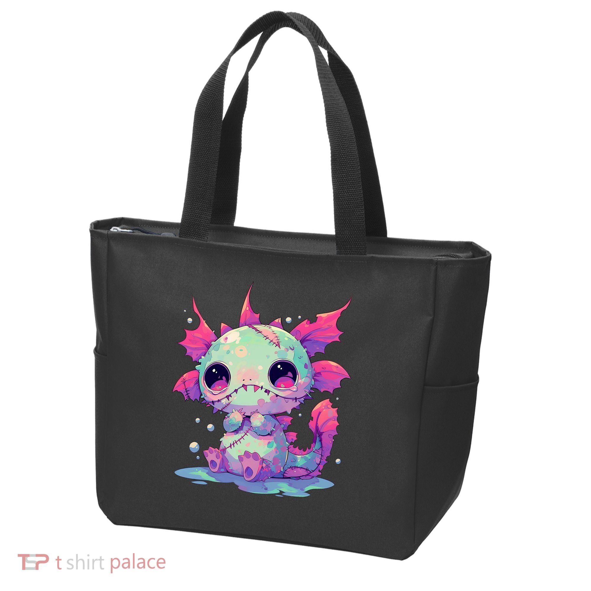 Kawaii Pastel Goth Creepy Cute Zombie Axolotl Tote Bag