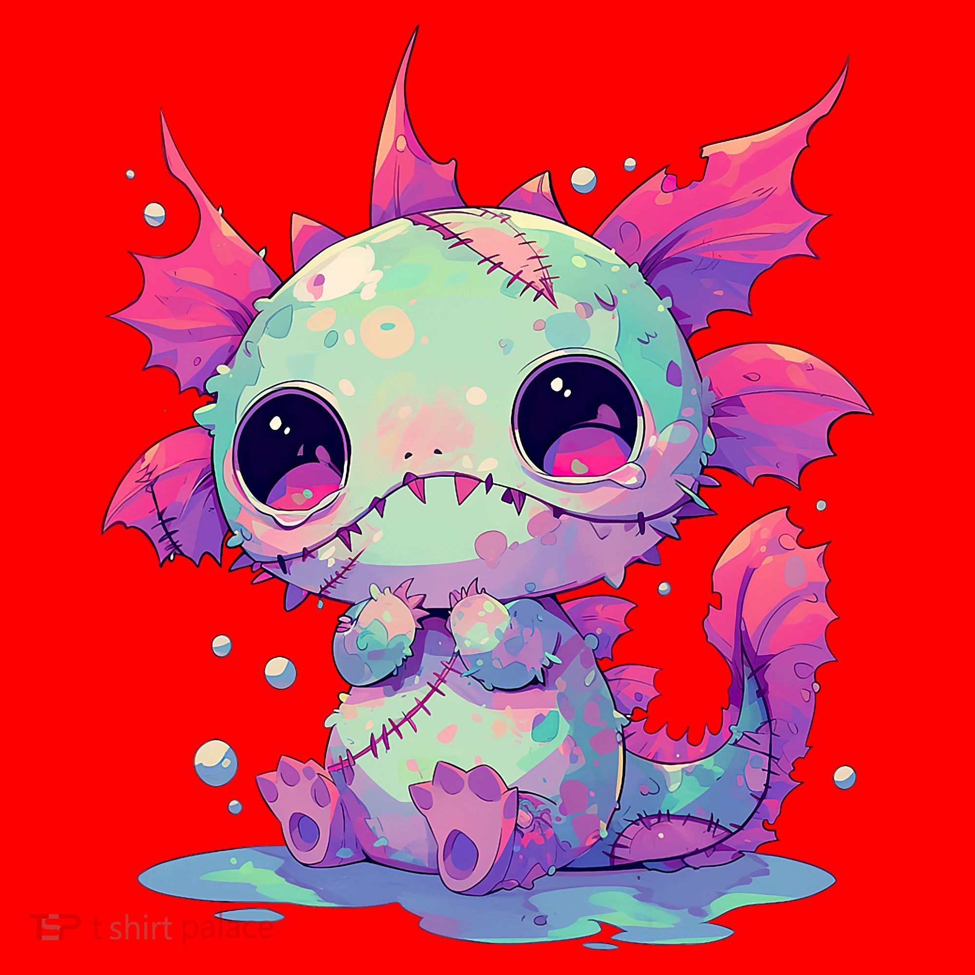 Kawaii Pastel Goth Creepy Cute Zombie Axolotl Santa Hat