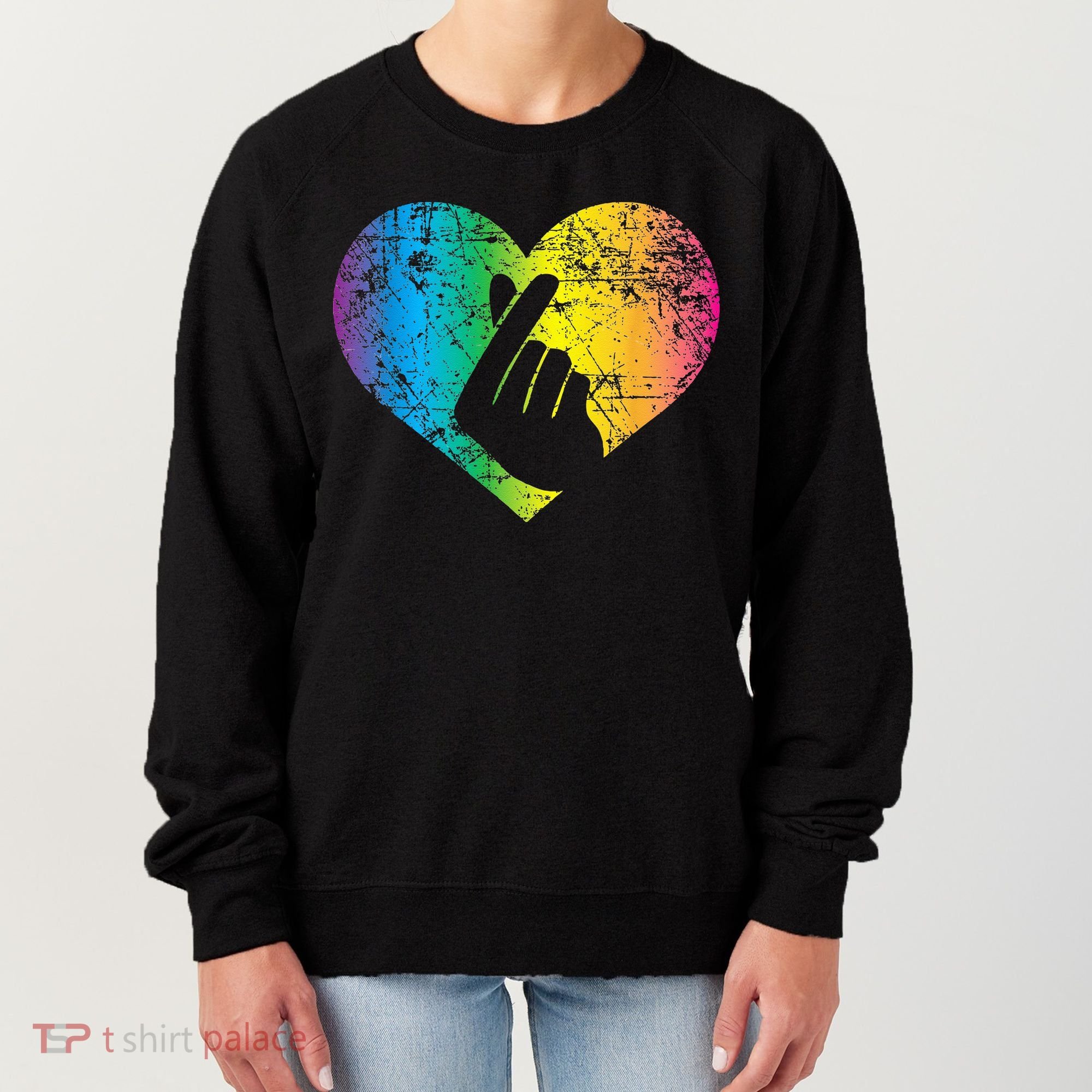 K Pop Heart Hand Symbol KPop Rainbow Korean Music Gift Women's Sweatshirt