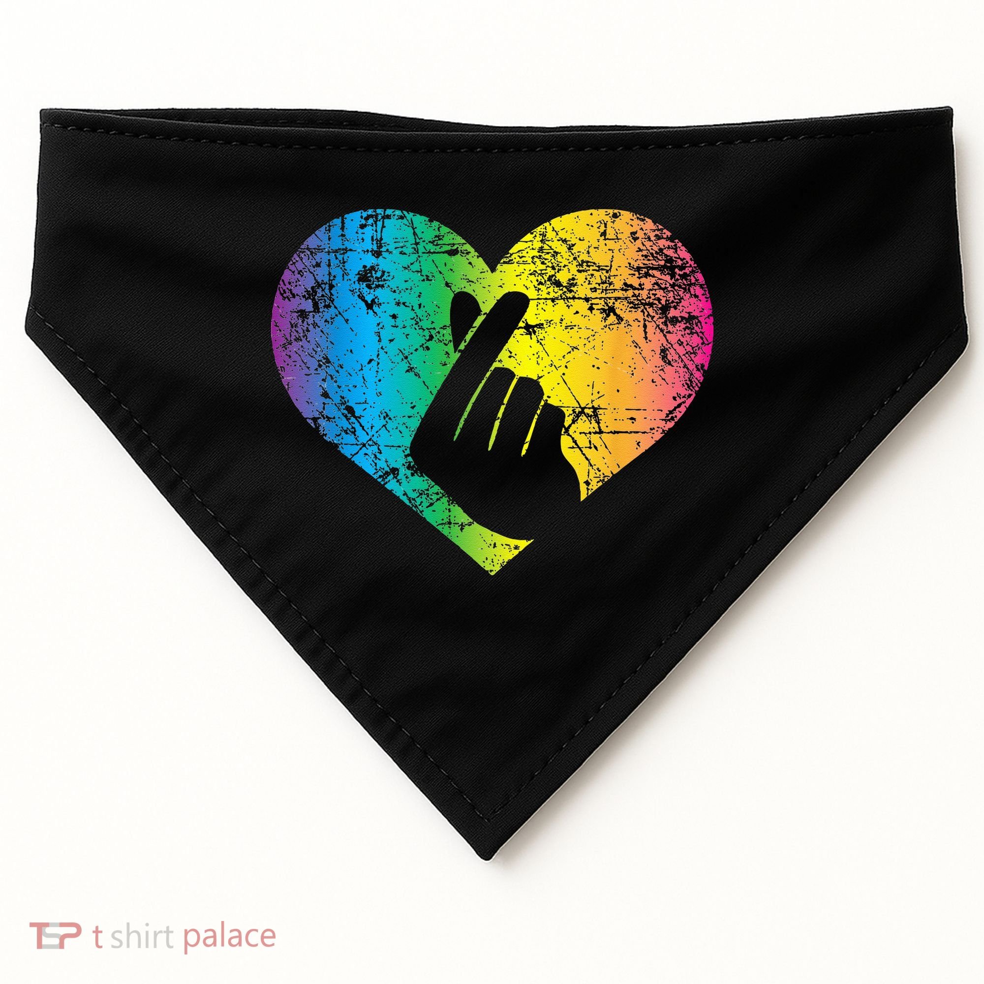 K Pop Heart Hand Symbol KPop Rainbow Korean Music Gift USA-Made Doggie Bandana