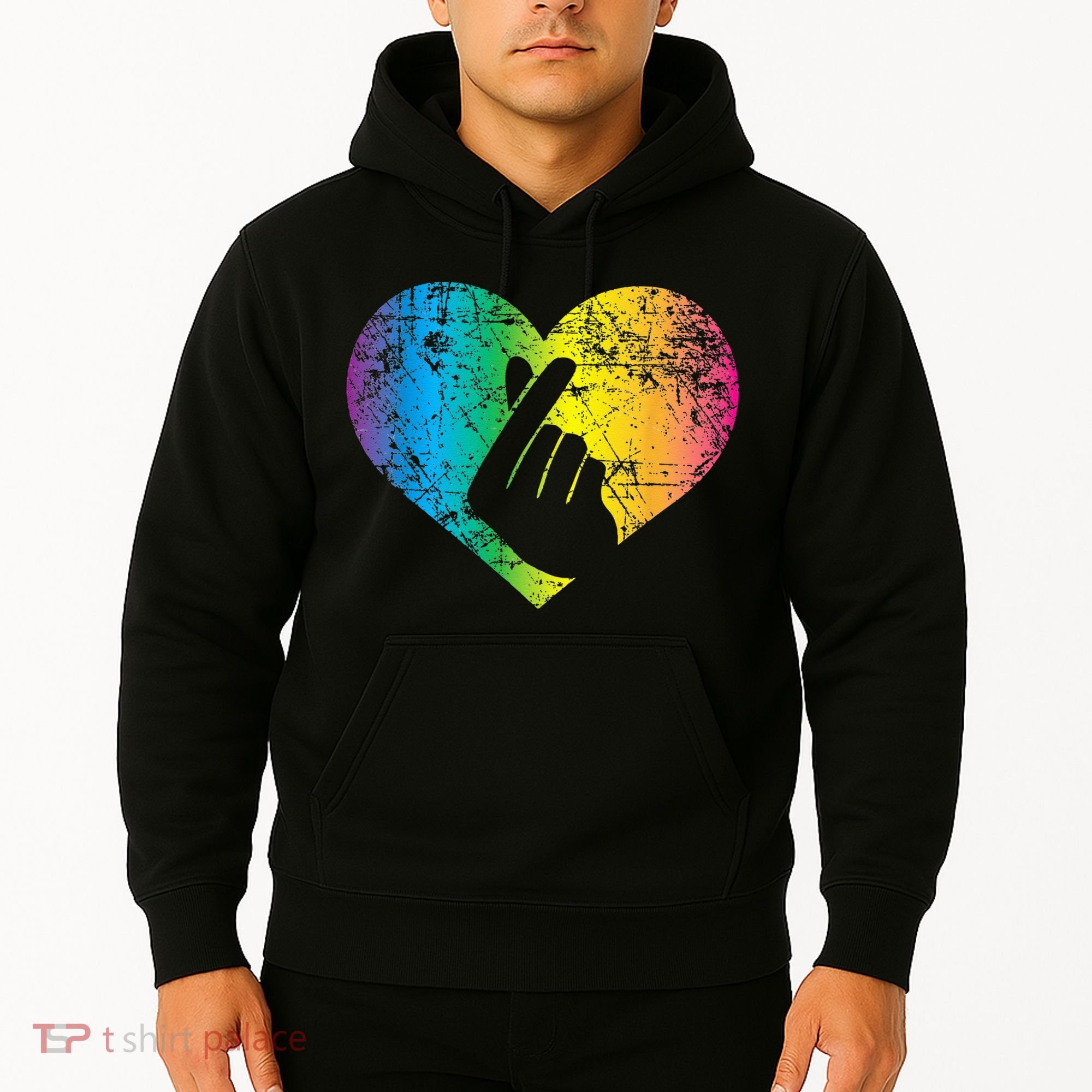 K Pop Heart Hand Symbol KPop Rainbow Korean Music Gift Hoodie