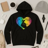 K Pop Heart Hand Symbol KPop Rainbow Korean Music Gift Hoodie thumb 3