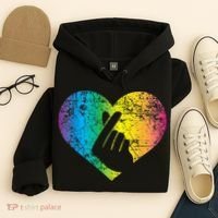 K Pop Heart Hand Symbol KPop Rainbow Korean Music Gift Hoodie thumb 4