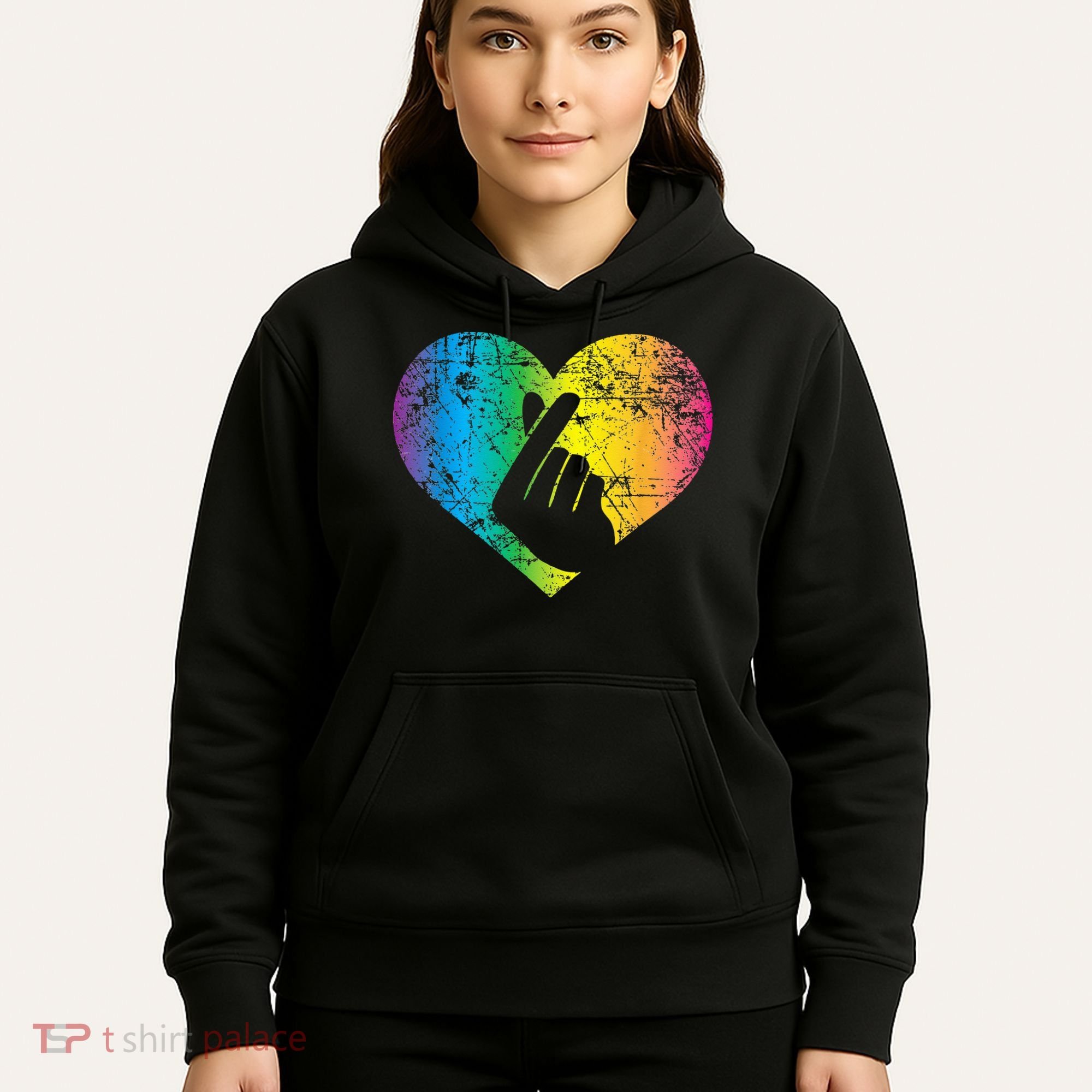 K Pop Heart Hand Symbol KPop Rainbow Korean Music Gift Hoodie