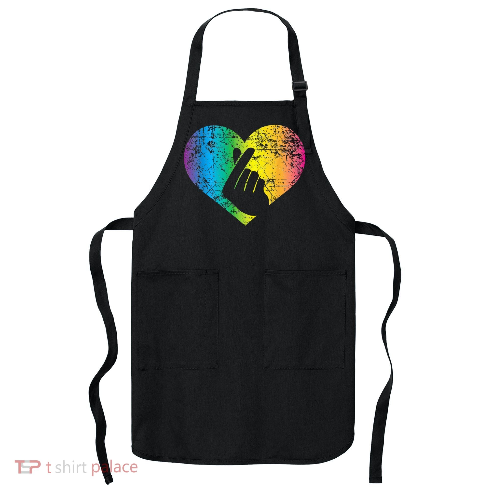 K Pop Heart Hand Symbol KPop Rainbow Korean Music Gift Apron