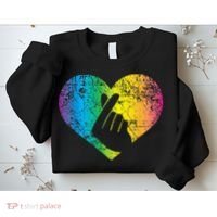 K Pop Heart Hand Symbol KPop Rainbow Korean Music Gift Sweatshirt thumb 2