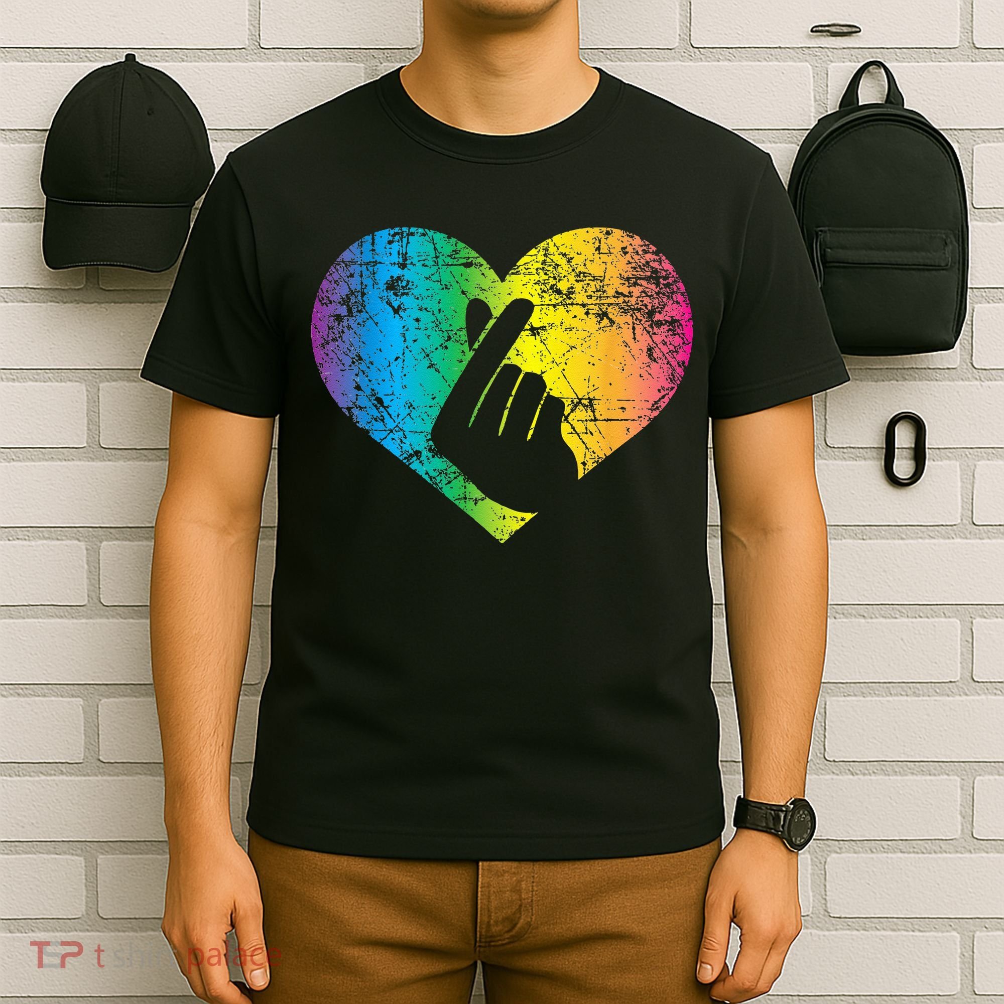 K Pop Heart Hand Symbol KPop Rainbow Korean Music Gift T-Shirt