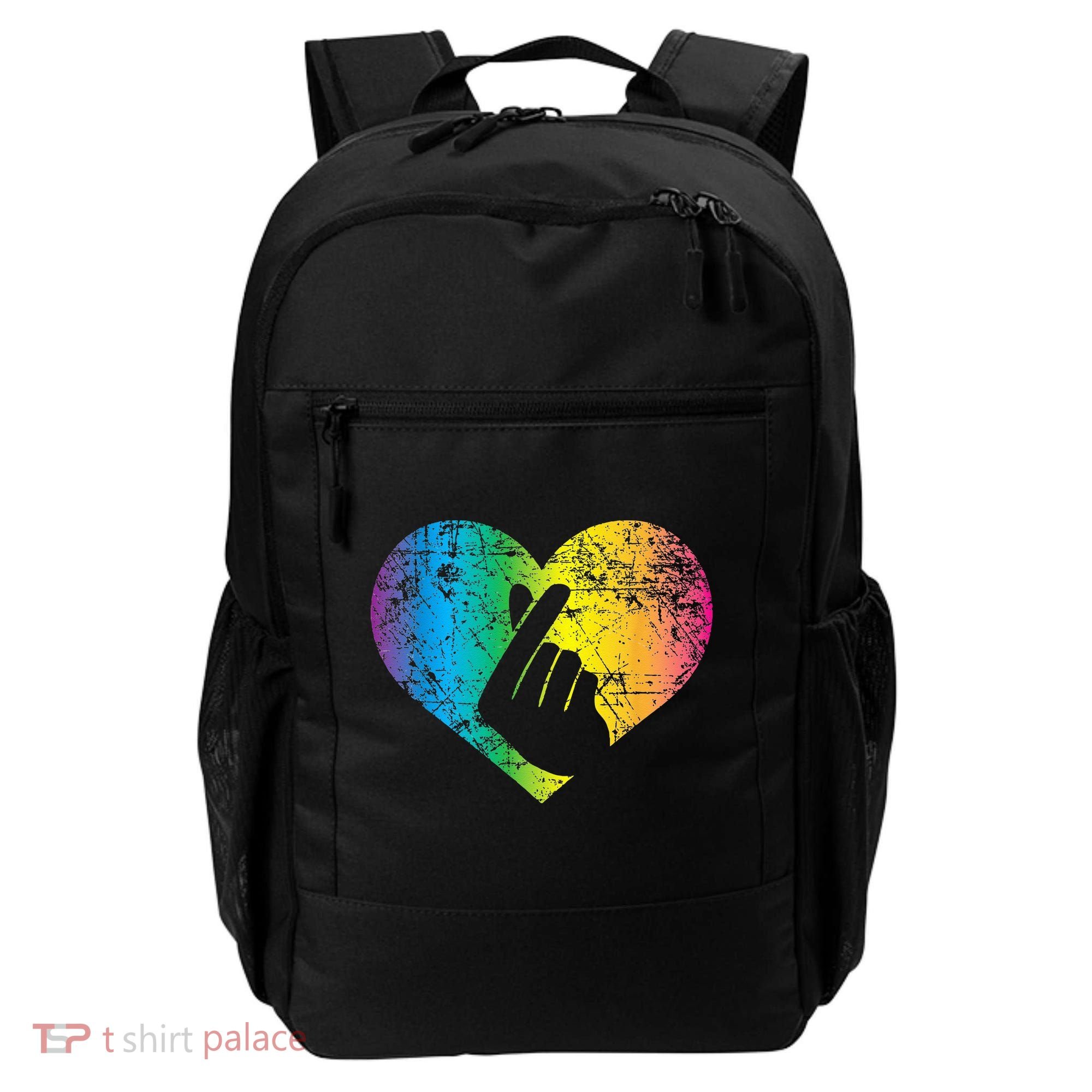 K Pop Heart Hand Symbol KPop Rainbow Korean Music Gift Backpack