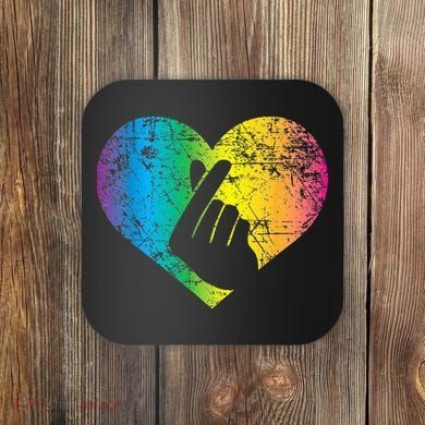 K Pop Heart Hand Symbol KPop Rainbow Korean Music Gift Coaster