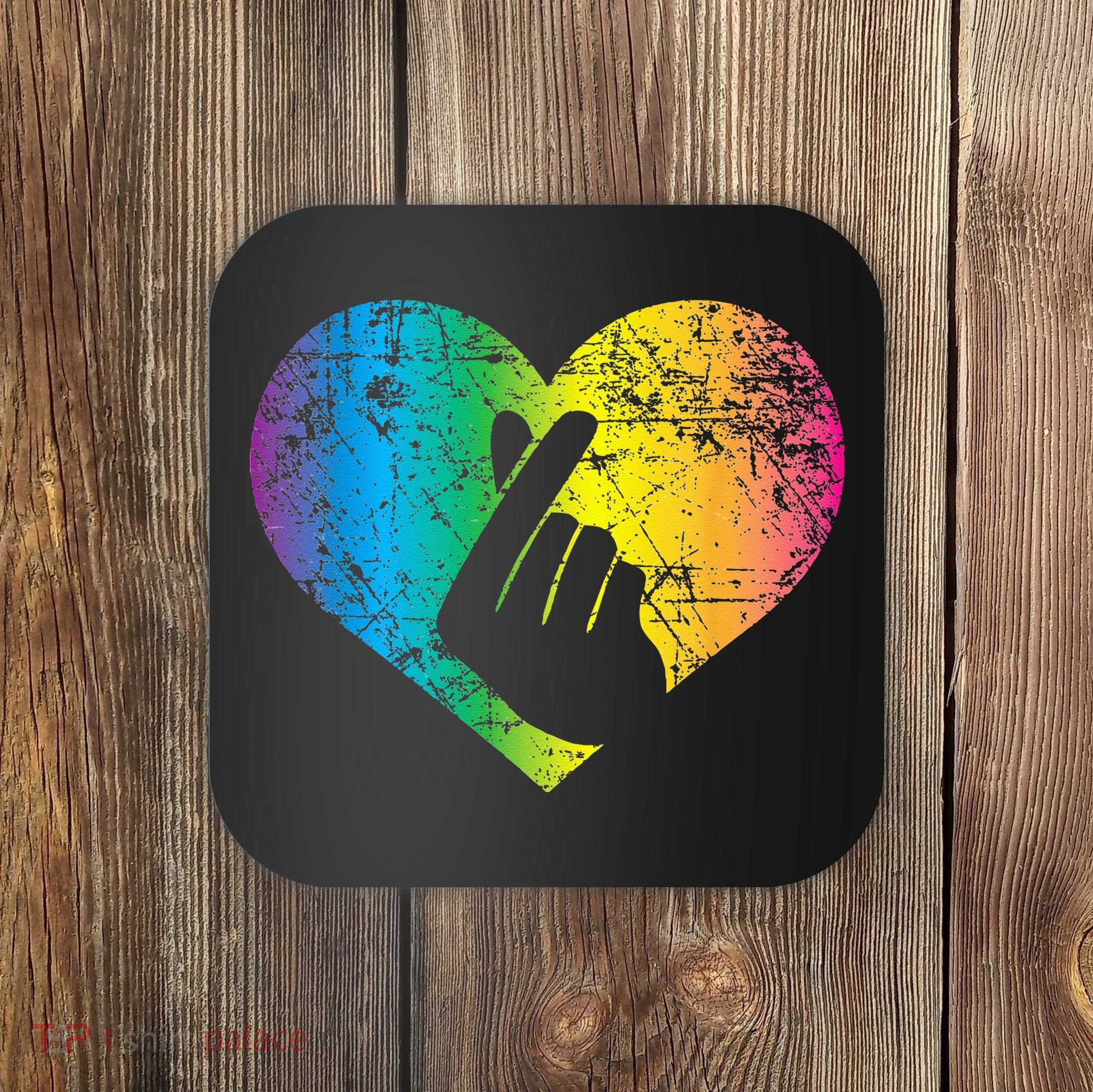 K Pop Heart Hand Symbol KPop Rainbow Korean Music Gift Coaster