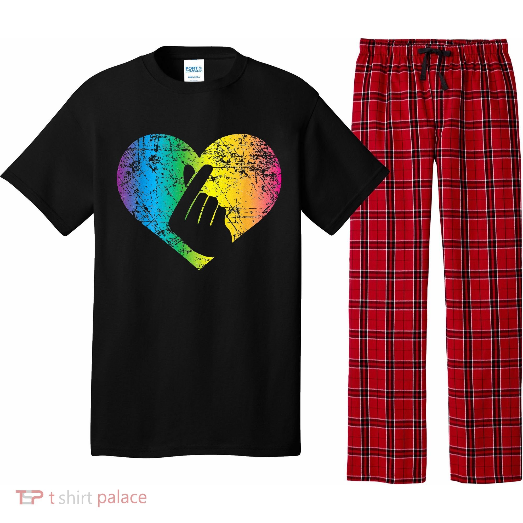 K Pop Heart Hand Symbol KPop Rainbow Korean Music Gift Pajama Set