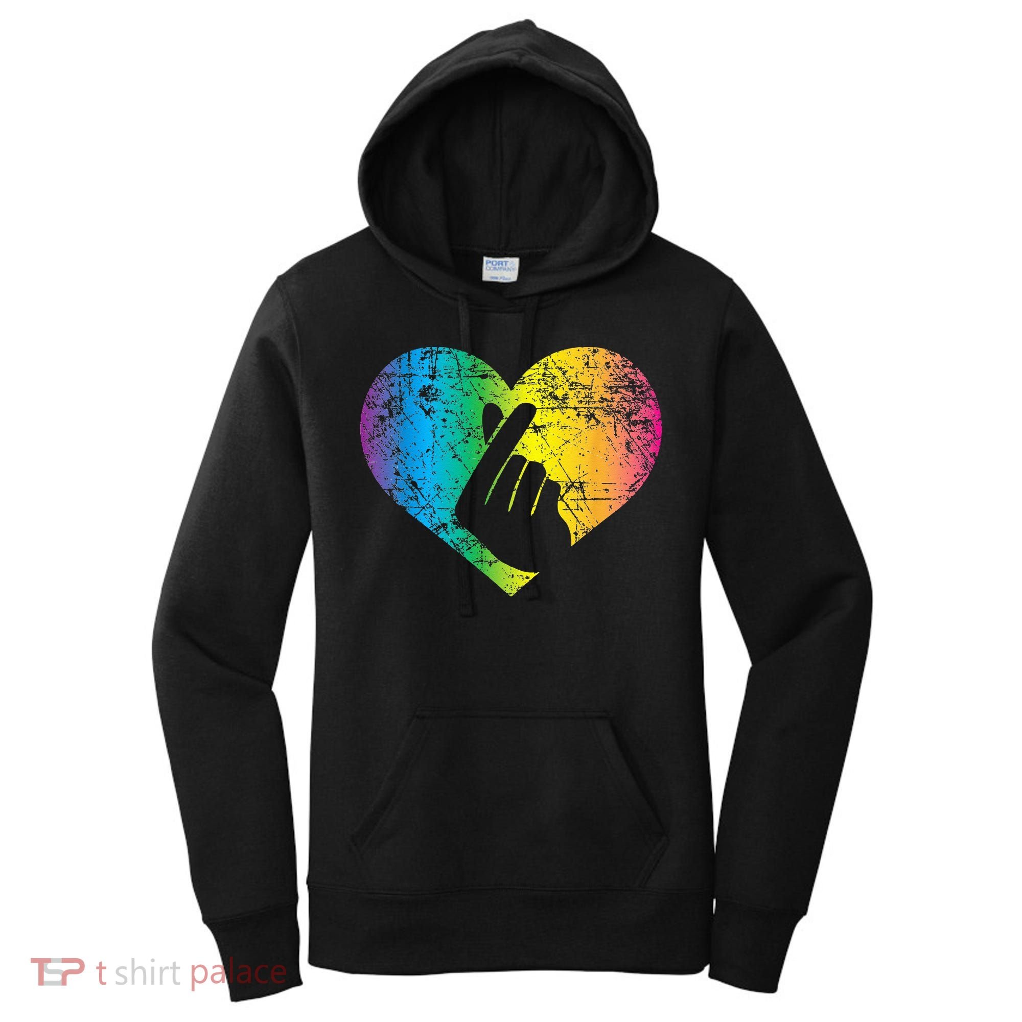 K Pop Heart Hand Symbol KPop Rainbow Korean Music Gift Women's Hoodie
