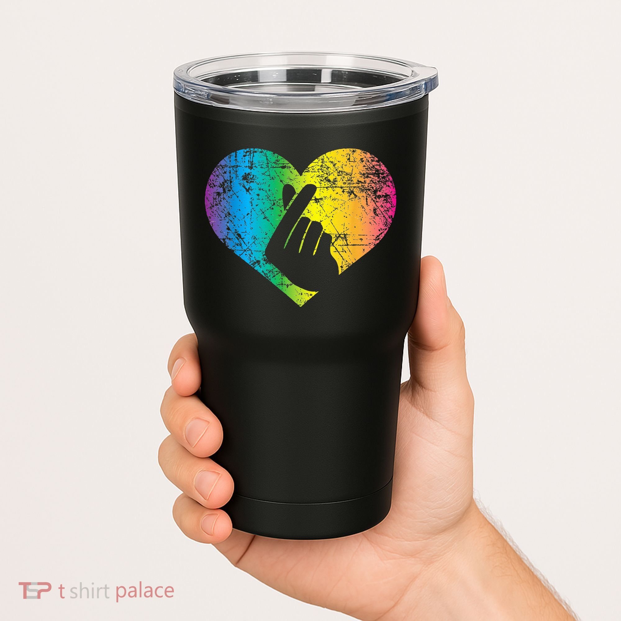K Pop Heart Hand Symbol KPop Rainbow Korean Music Gift Tumbler