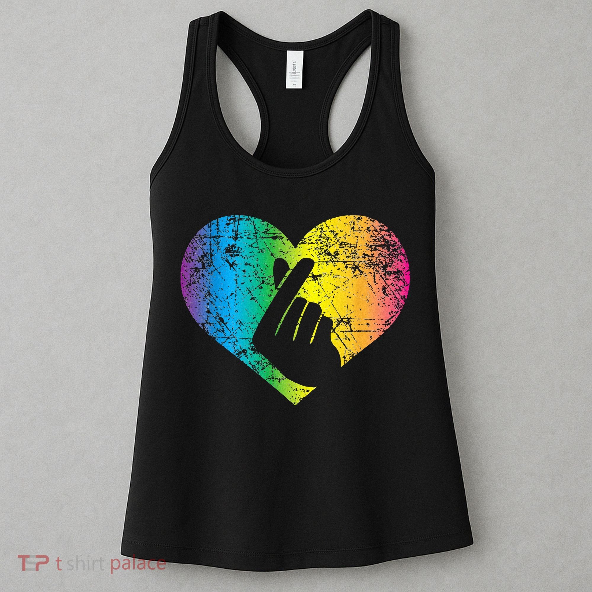K Pop Heart Hand Symbol KPop Rainbow Korean Music Gift Women's Tank Top