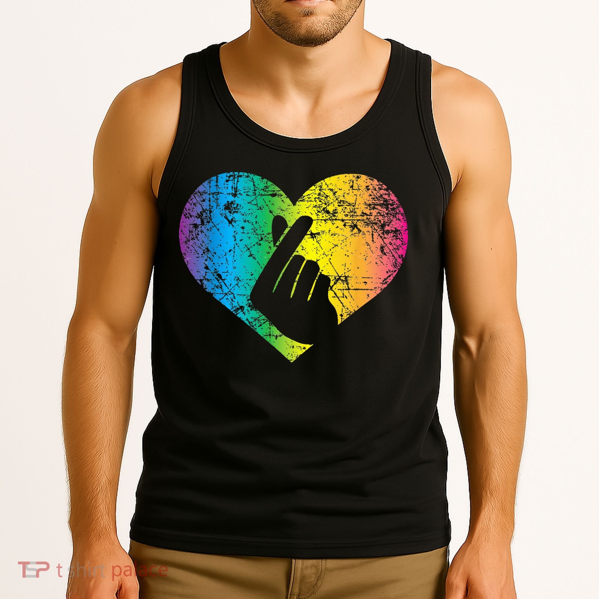K Pop Heart Hand Symbol KPop Rainbow Korean Music Gift Tank Top