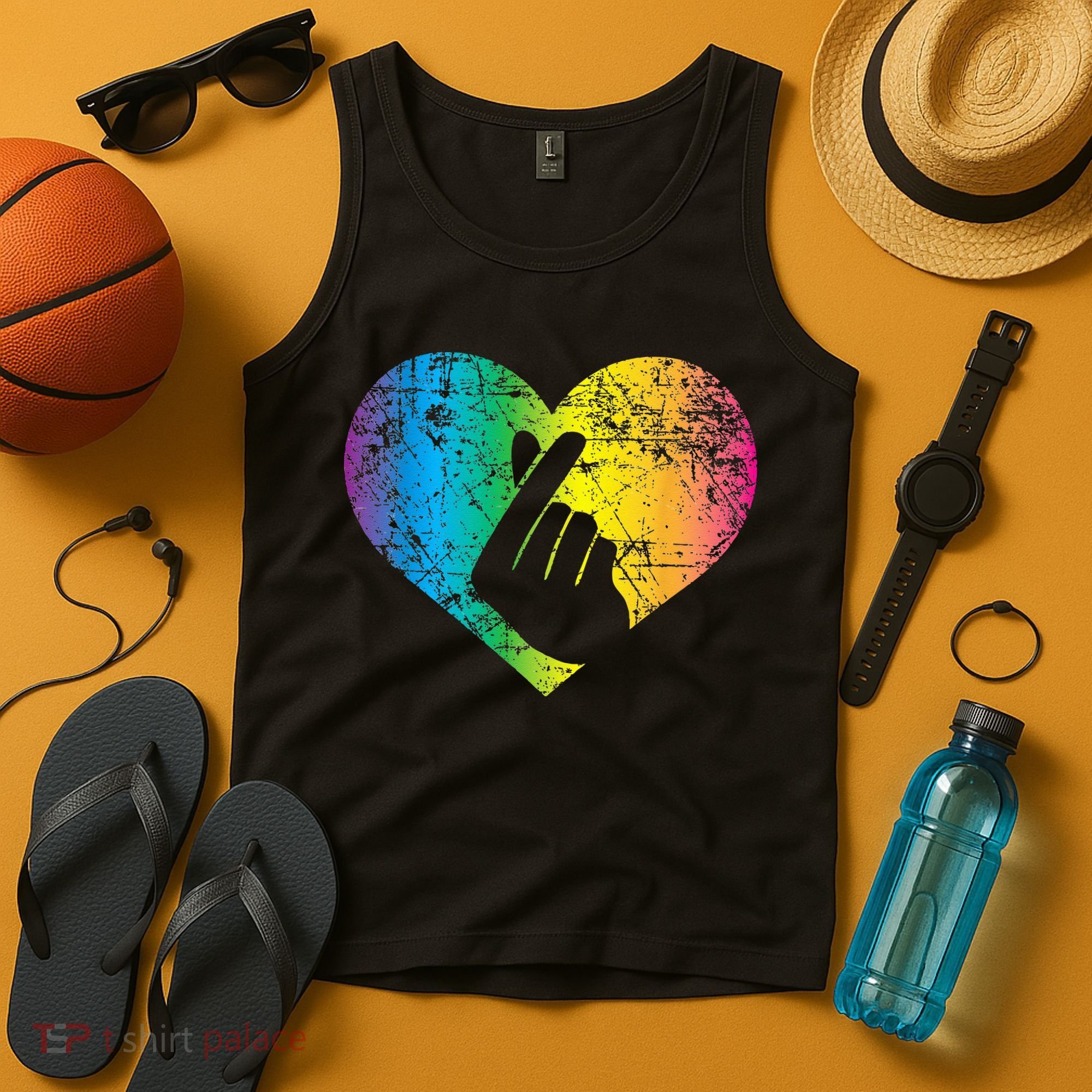 K Pop Heart Hand Symbol KPop Rainbow Korean Music Gift Tank Top