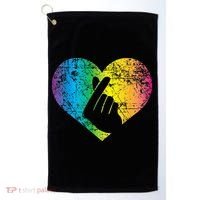 K Pop Heart Hand Symbol KPop Rainbow Korean Music Gift Golf Towel thumb 0
