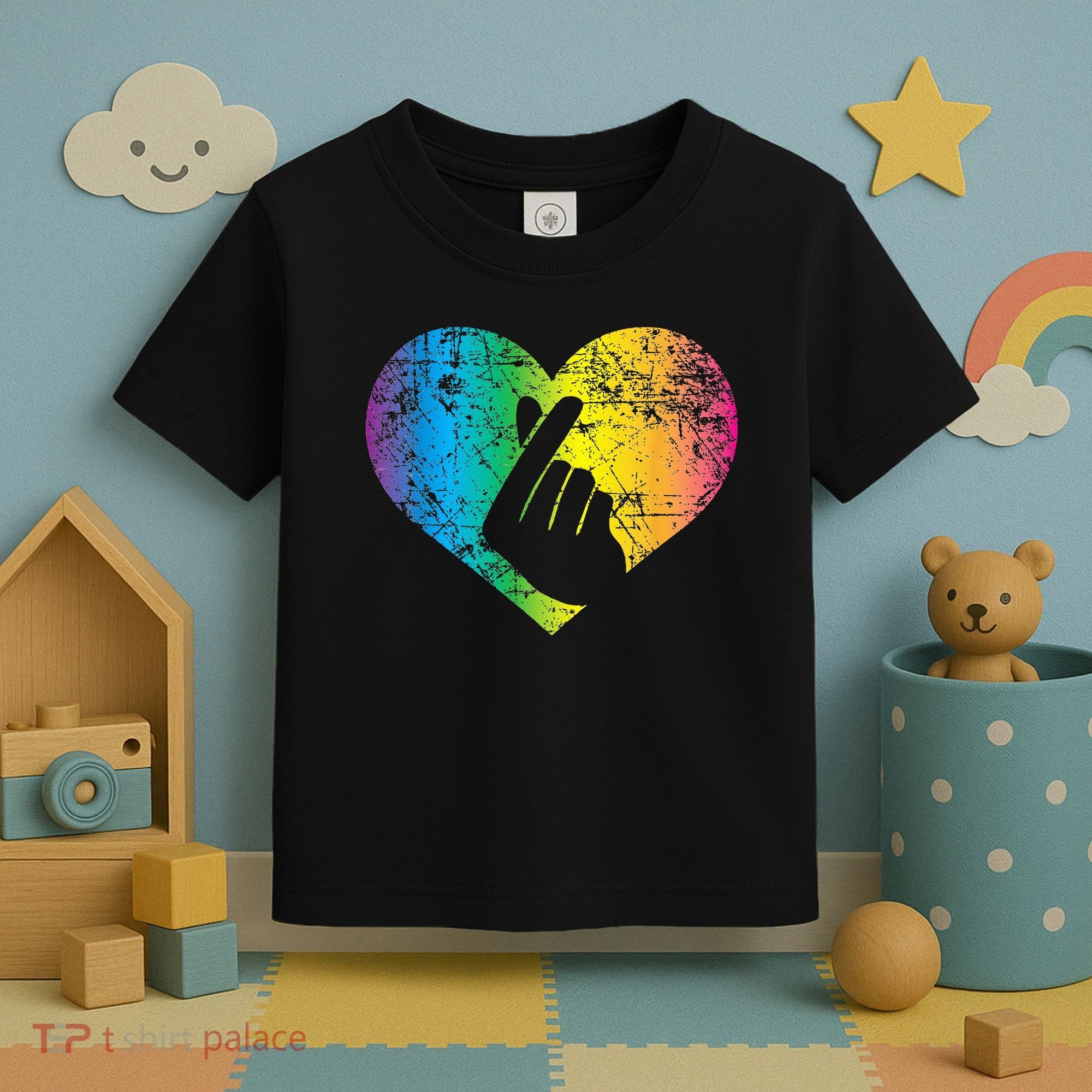 K Pop Heart Hand Symbol KPop Rainbow Korean Music Gift Toddler T-Shirt
