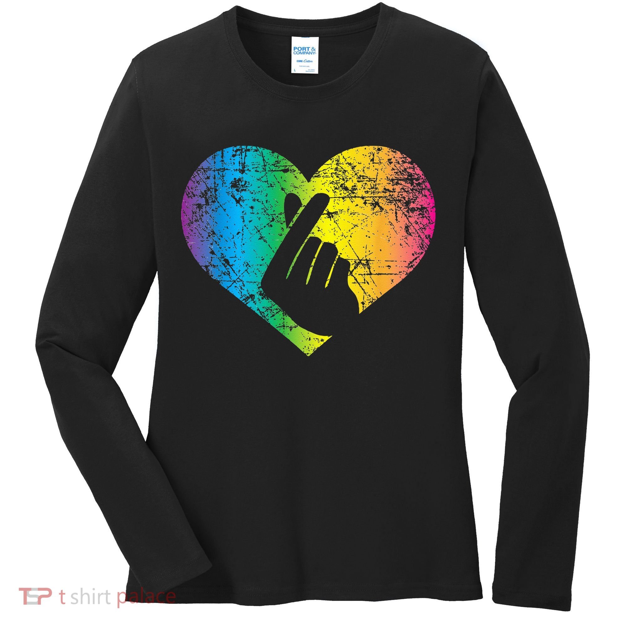 K Pop Heart Hand Symbol KPop Rainbow Korean Music Gift Women's Long Sleeve Shirt